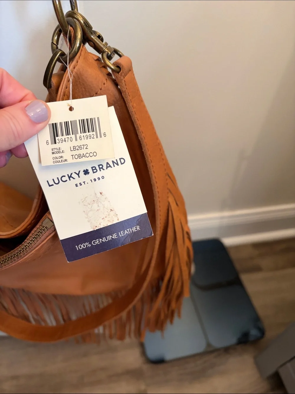 Lucky Brand Fringe Hobo Shoulder Bag - Tan Brown